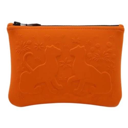 Pre-owned Fabric clutches Hermès Vintage , Orange , Dames