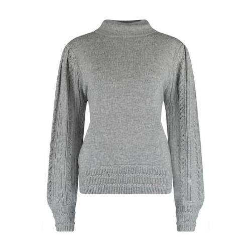 Mock Neck Pullover met Ajour Mouwen Bloomings , Gray , Dames