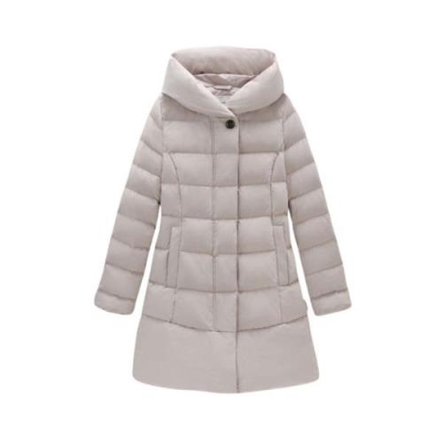 Gewatteerde donsjas met grote capuchon Woolrich , Beige , Dames