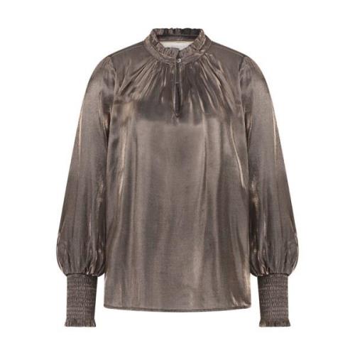 Marbella Blouse Lange Mouw Top Nukus , Brown , Dames