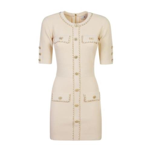 Witte Elegante Jurk voor Vrouwen Elisabetta Franchi , Beige , Dames