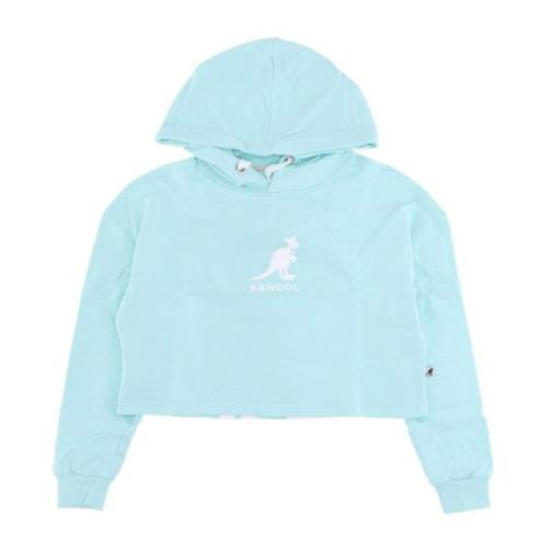 Blauw Tint Cropped Hoodie Essential Kangol , Blue , Dames