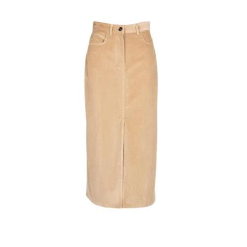 Fluwelen rechte rok met denimdetails Max Mara , Beige , Dames