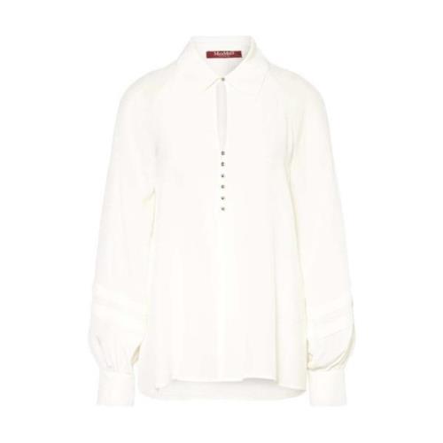 Witte Zijden Lange Mouw Shirt Max Mara , White , Dames