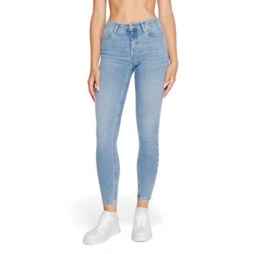 Blauwe Effen Jeans met Ritssluiting Tommy Hilfiger , Blue , Dames