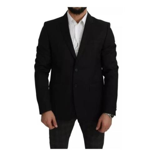 Zwarte wollen Slim Fit Notch Jacket Dolce & Gabbana , Black , Heren