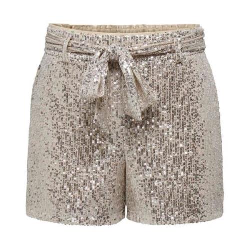 Pailletriem Shorts Bermuda Stijl Only , Gray , Dames