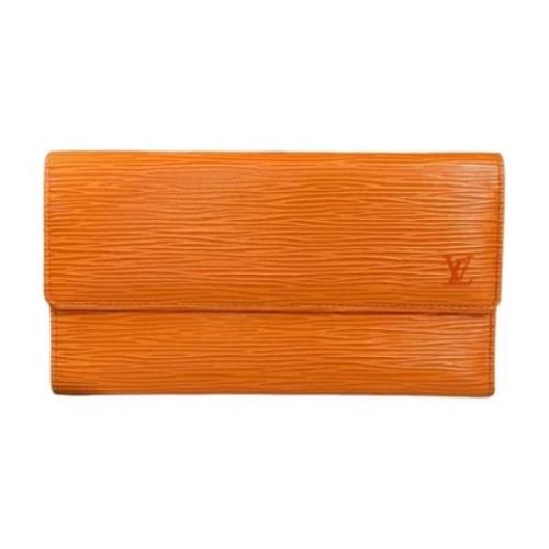 Pre-owned Leather wallets Louis Vuitton Vintage , Orange , Dames