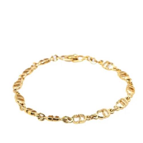 Pre-owned Metal bracelets Dior Vintage , Yellow , Dames