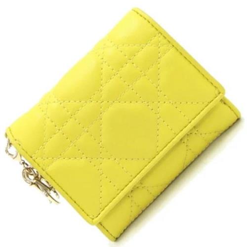 Pre-owned Leather wallets Dior Vintage , Yellow , Dames