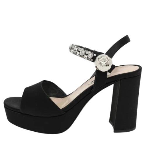 Pre-owned Satin sandals Miu Miu Pre-owned , Black , Dames