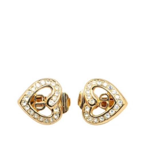 Pre-owned Metal earrings Dior Vintage , Yellow , Dames