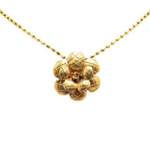 Pre-owned Metal necklaces Chanel Vintage , Yellow , Dames