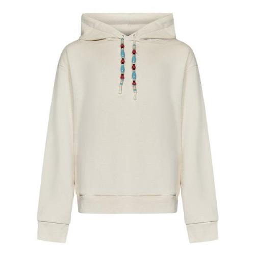 Witte Katoenen Hoodie met Kralen Detail Alanui , White , Heren