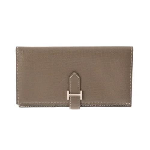 Pre-owned Leather wallets Hermès Vintage , Gray , Dames