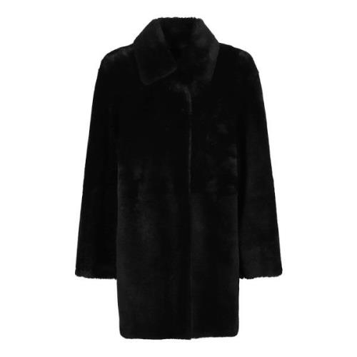 Warme Shearling Winterjas 1972 Desa , Black , Dames