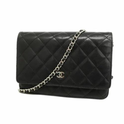 Pre-owned Leather wallets Chanel Vintage , Black , Dames