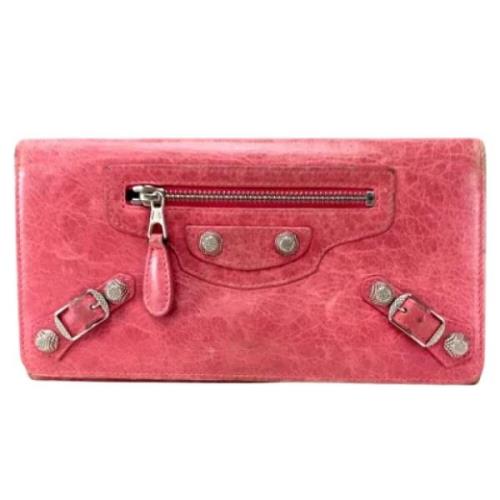 Pre-owned Leather wallets Balenciaga Vintage , Pink , Dames