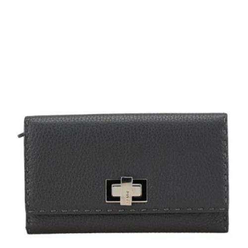 Pre-owned Leather wallets Fendi Vintage , Gray , Dames