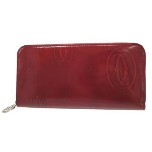 Pre-owned Leather wallets Cartier Vintage , Red , Dames