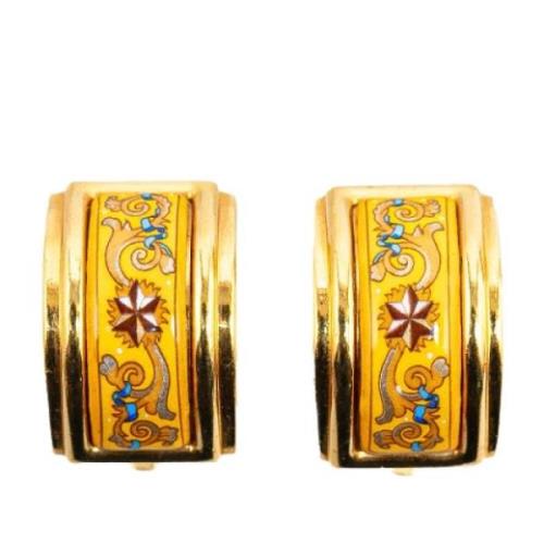 Pre-owned Metal earrings Hermès Vintage , Yellow , Dames