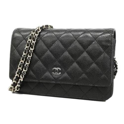 Pre-owned Leather wallets Chanel Vintage , Black , Dames