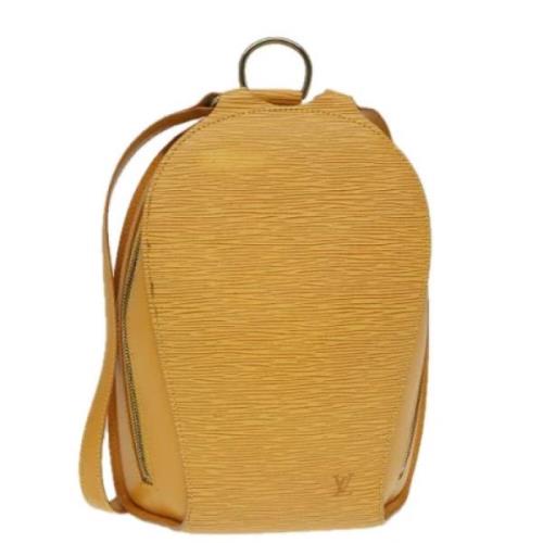 Pre-owned Leather backpacks Louis Vuitton Vintage , Yellow , Dames