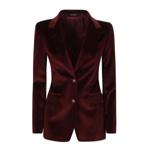 Bordeauxrode Fluwelen Blazer Tagliatore , Brown , Dames