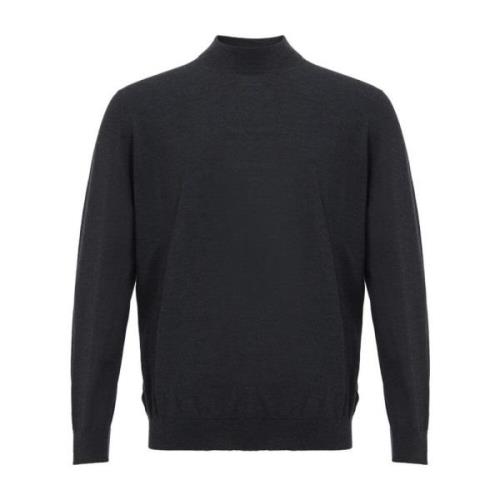 Luxe Grijze Cashmere Sweater met Ribbel Details Colombo , Gray , Heren