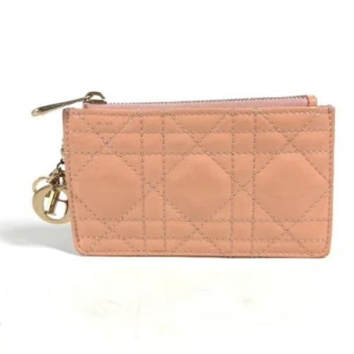 Pre-owned Leather wallets Dior Vintage , Pink , Dames