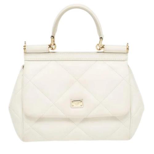 Pre-owned Leather handbags Dolce & Gabbana Pre-owned , White , Dames