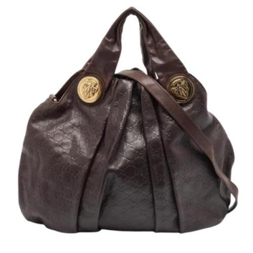 Pre-owned Leather handbags Gucci Vintage , Brown , Dames