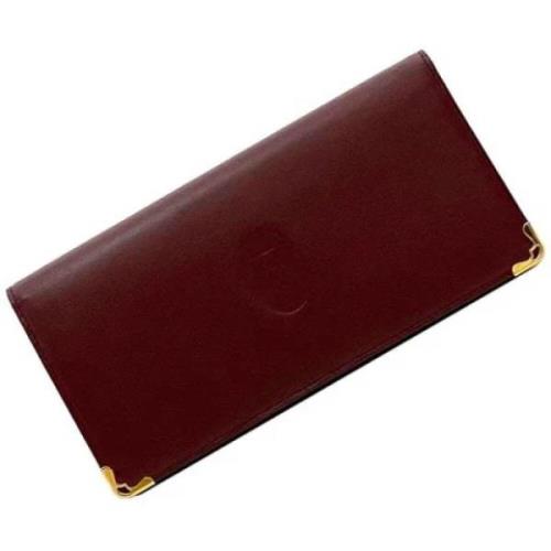 Pre-owned Leather wallets Cartier Vintage , Red , Dames