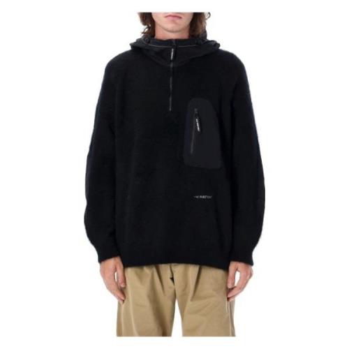 Zwarte Gebreide Hoodie Aw24 And Wander , Black , Heren