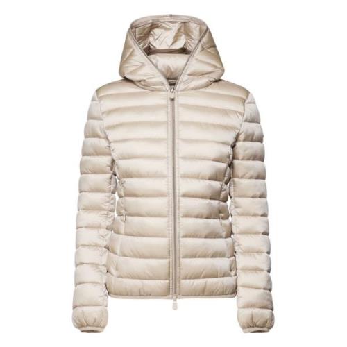 Gewatteerde Hoodie met Dubbele Rits Save The Duck , Beige , Dames