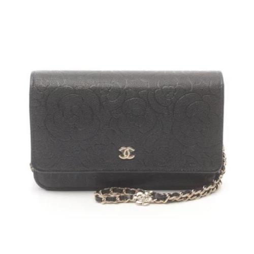 Pre-owned Leather wallets Chanel Vintage , Black , Dames