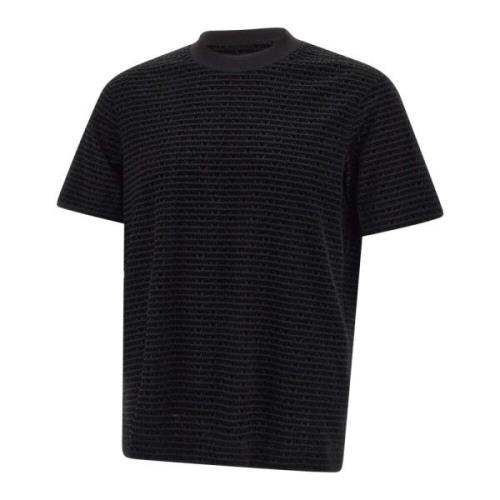 Fluweel Logo Zwart T-shirt Emporio Armani , Black , Heren