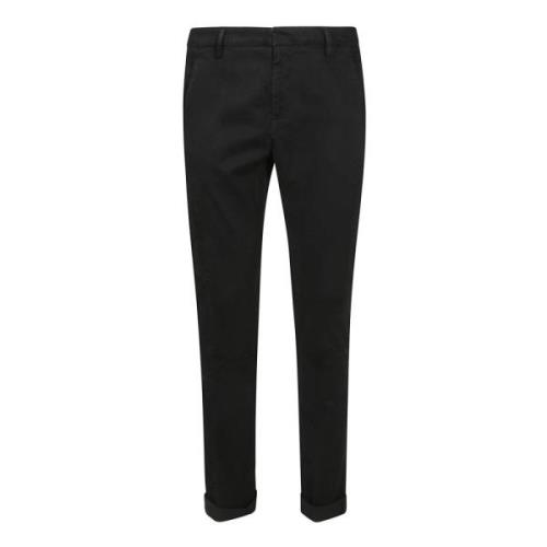 Slim Chino Broek met Achterzakken Dondup , Black , Heren