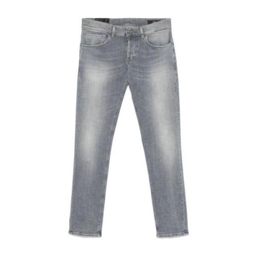 Stonewashed Denim Broek met Whiskering Dondup , Gray , Heren