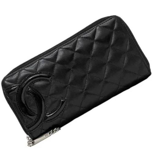 Pre-owned Leather wallets Chanel Vintage , Black , Dames