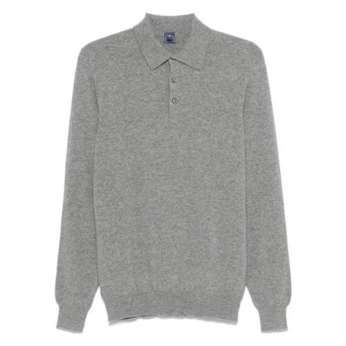 Luxe Cashmere Polo Shirt Fedeli , Gray , Heren