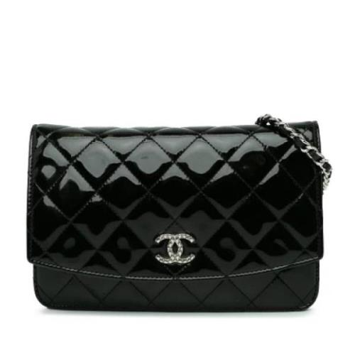 Pre-owned Leather wallets Chanel Vintage , Black , Dames