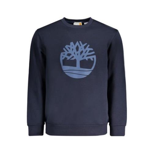 Blauwe Katoenen Sweatshirt met Logoprint Timberland , Blue , Heren