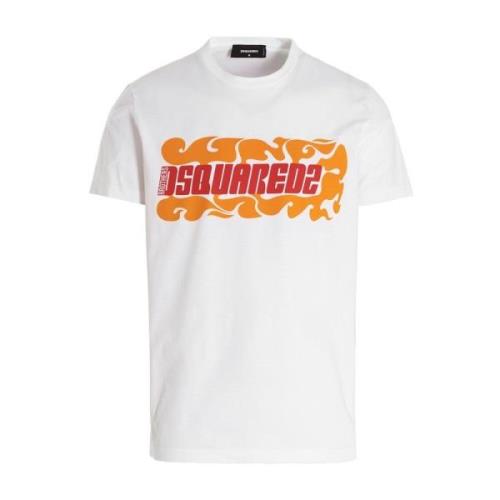 Heren Wit T-Shirt Dsquared2 , White , Heren