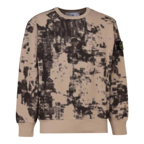 Taupe Katoenen Sweatshirt met Ronde Kraag Stone Island , Beige , Heren