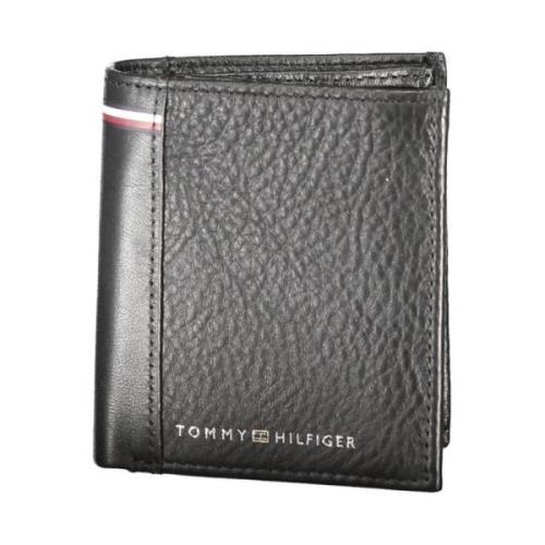 Zwarte leren portemonnee met muntvak Tommy Hilfiger , Black , Heren