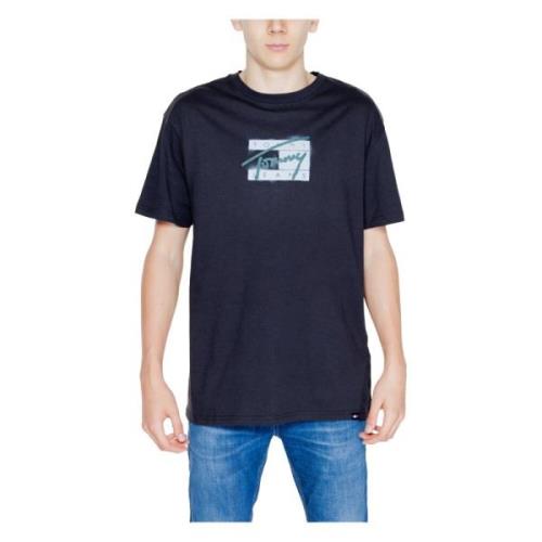 Zwarte katoenen T-shirt met ronde halslijn Tommy Hilfiger , Black , He...