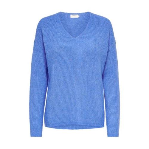 V-Hals Pullover Gebreid Only , Blue , Dames