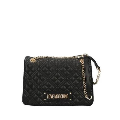 Gewatteerde PU Schoudertas Love Moschino , Black , Dames