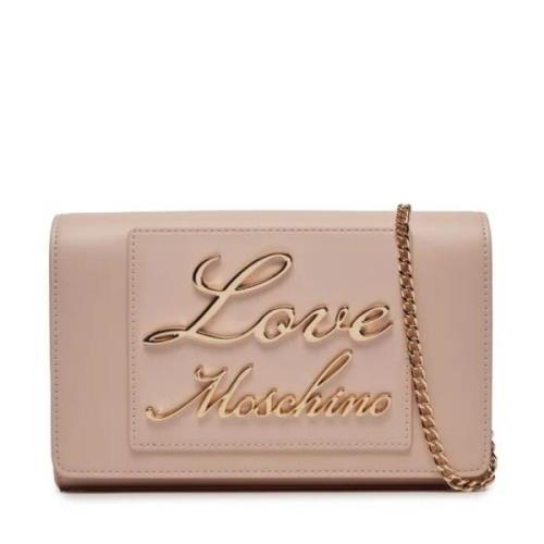 Stijlvolle PU-tas Love Moschino , Beige , Dames